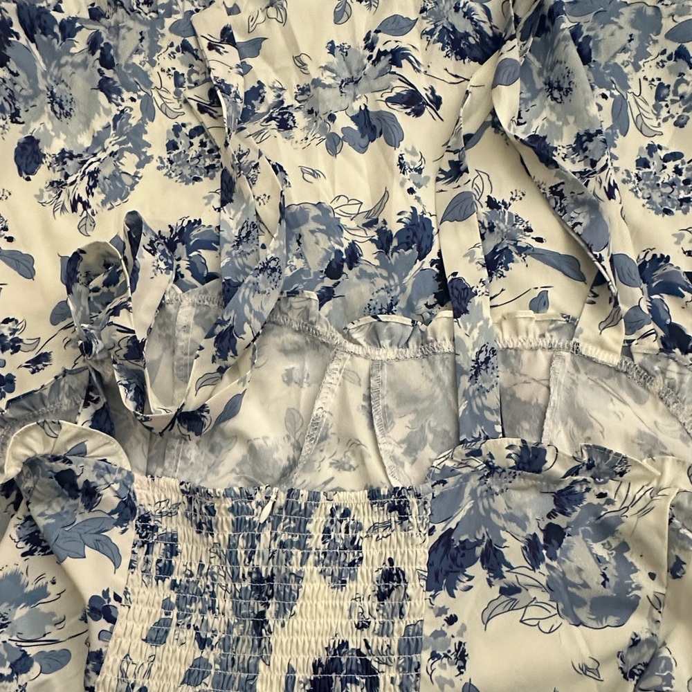 Floral Blue and White Dress